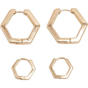 Phase Eight Gold Hexagon Hoop Earrings Set